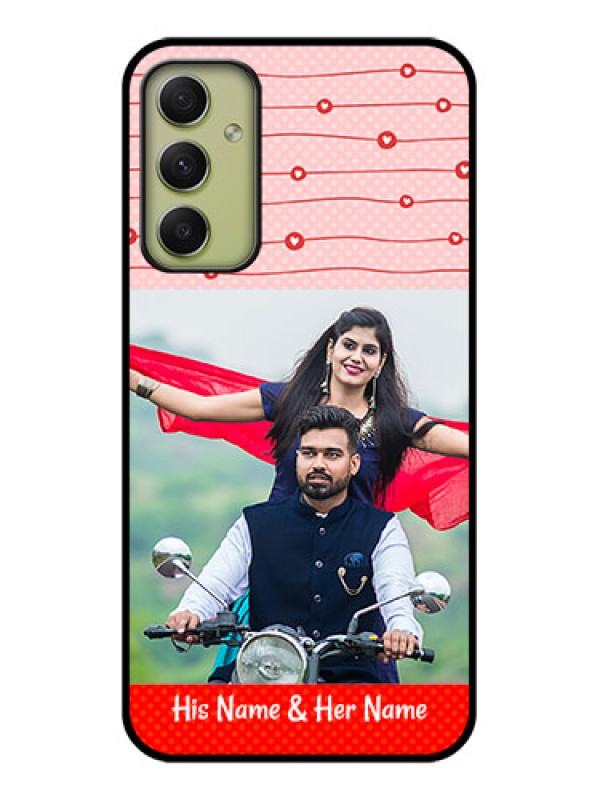 Custom Galaxy A34 5G Personalized Glass Phone Case - Red Pattern Case Design