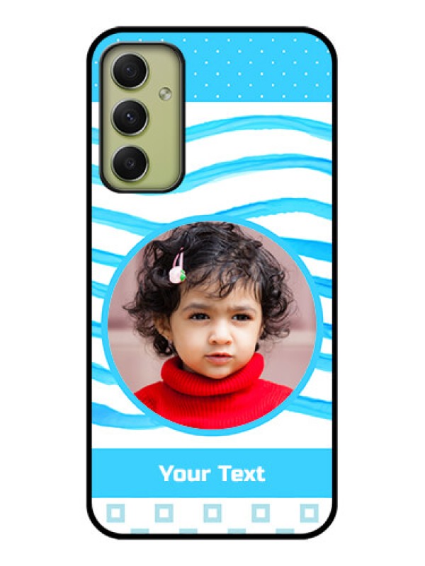 Custom Galaxy A34 5G Custom Glass Phone Case - Simple Blue Case Design