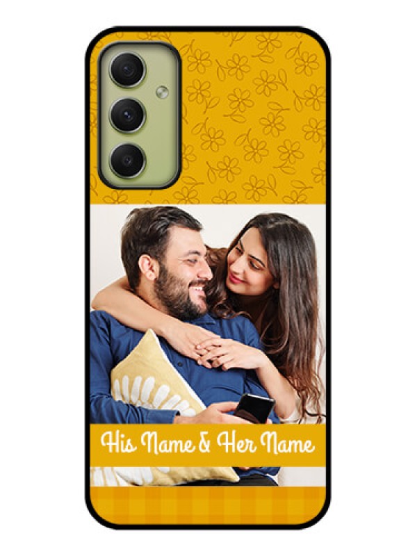 Custom Galaxy A34 5G Custom Glass Mobile Case - Yellow Floral Design