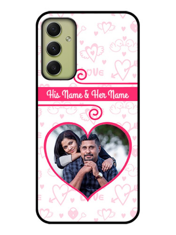 Custom Galaxy A34 5G Personalized Glass Phone Case - Heart Shape Love Design