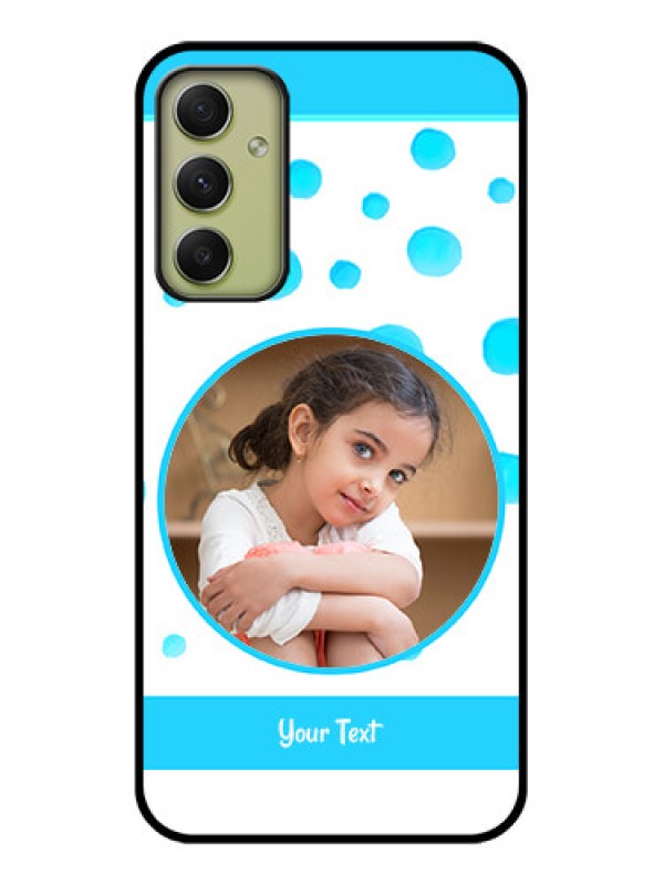 Custom Galaxy A34 5G Photo Printing on Glass Case - Blue Bubbles Pattern Design