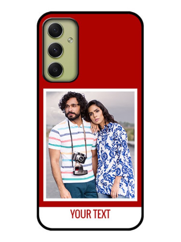 Custom Galaxy A34 5G Personalized Glass Phone Case - Simple Red Color Design