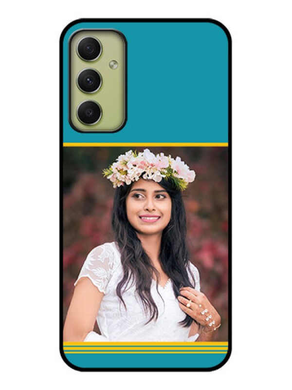 Custom Galaxy A34 5G Custom Glass Phone Case - Yellow & Blue Design