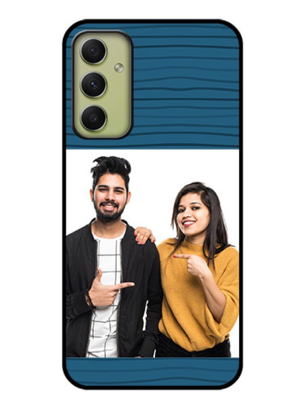 Custom Galaxy A34 5G Custom Glass Phone Case - Blue Pattern Cover Design