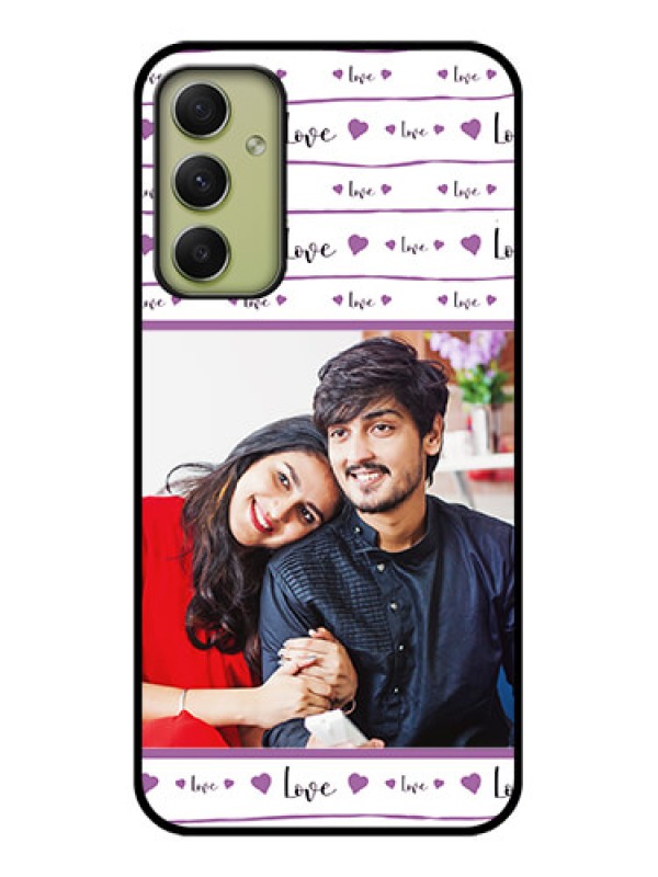Custom Galaxy A34 5G Custom Glass Mobile Case - Couples Heart Design