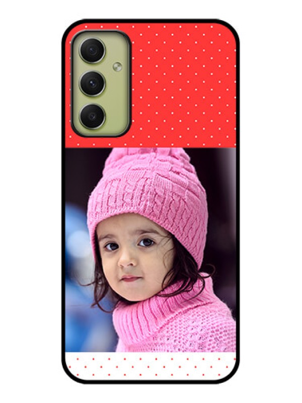 Custom Galaxy A34 5G Photo Printing on Glass Case - Red Pattern Design