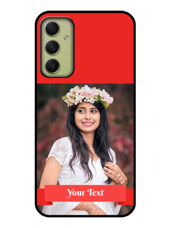Custom Galaxy A34 5G Custom Glass Phone Case - Simple Red Color Design