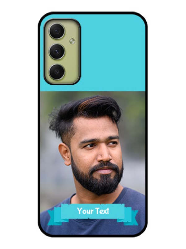 Custom Galaxy A34 5G Personalized Glass Phone Case - Simple Blue Color Design
