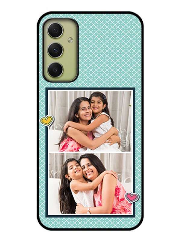 Custom Galaxy A34 5G Custom Glass Phone Case - 2 Image Holder with Pattern Design