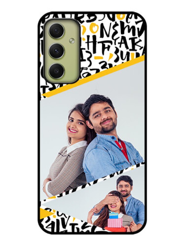 Custom Galaxy A34 5G Custom Glass Mobile Case - Letters Pattern Design