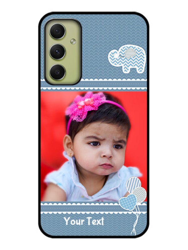 Custom Galaxy A34 5G Photo Printing on Glass Case - with Kids Pattern Design