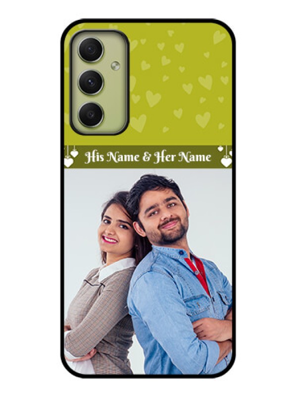 Custom Galaxy A34 5G Custom Glass Phone Case - You & Me Heart Design