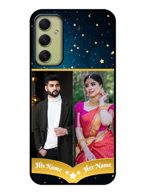 Custom Galaxy A34 5G Custom Glass Phone Case - Galaxy Stars Backdrop Design
