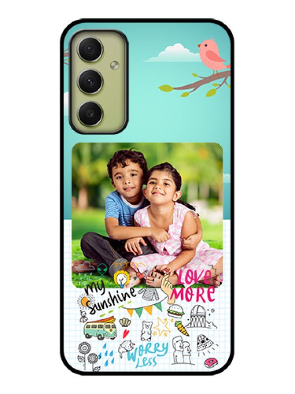 Custom Galaxy A34 5G Photo Printing on Glass Case - Doodle love Design