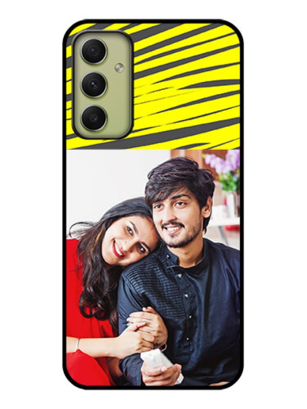 Custom Galaxy A34 5G Photo Printing on Glass Case - Yellow Abstract Design