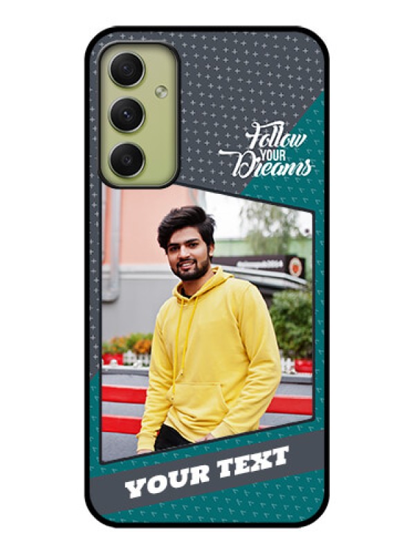 Custom Galaxy A34 5G Personalized Glass Phone Case - Background Pattern Design with Quote