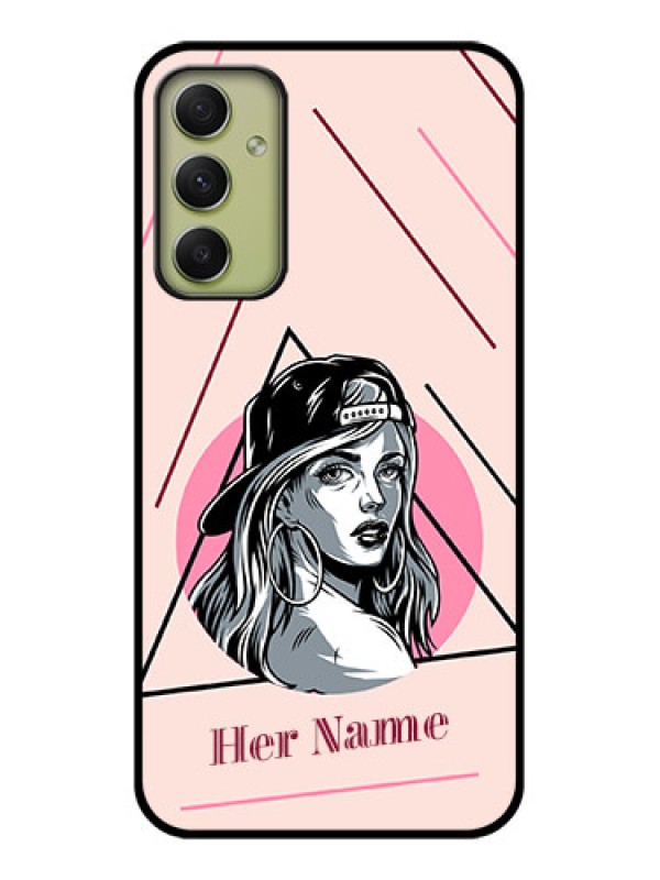 Custom Galaxy A34 5G Personalized Glass Phone Case - Rockstar Girl Design