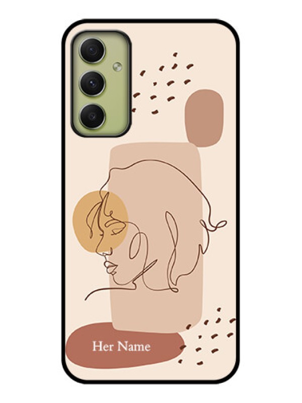 Custom Galaxy A34 5G Photo Printing on Glass Case - Calm Woman line art Design