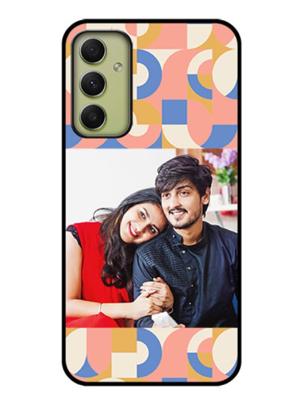 Custom Galaxy A34 5G Photo Printing on Glass Case - Semi-circle Maze Pattern Design