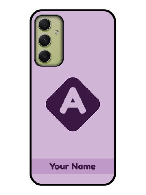 Custom Galaxy A34 5G Custom Glass Mobile Case - Custom Letter in curved badge Design