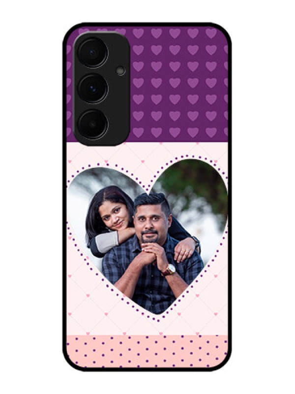 Custom Samsung Galaxy A35 5G Custom Glass Phone Case - Violet Love Dots Design