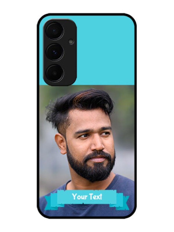 Custom Samsung Galaxy A35 5G Custom Glass Phone Case - Blue Color Design