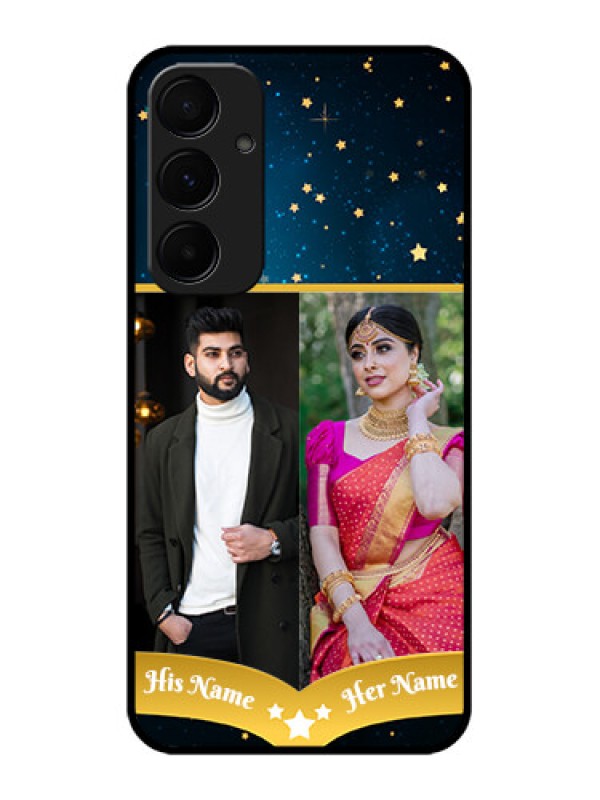 Custom Samsung Galaxy A35 5G Custom Glass Phone Case - Galaxy Stars Backdrop Design