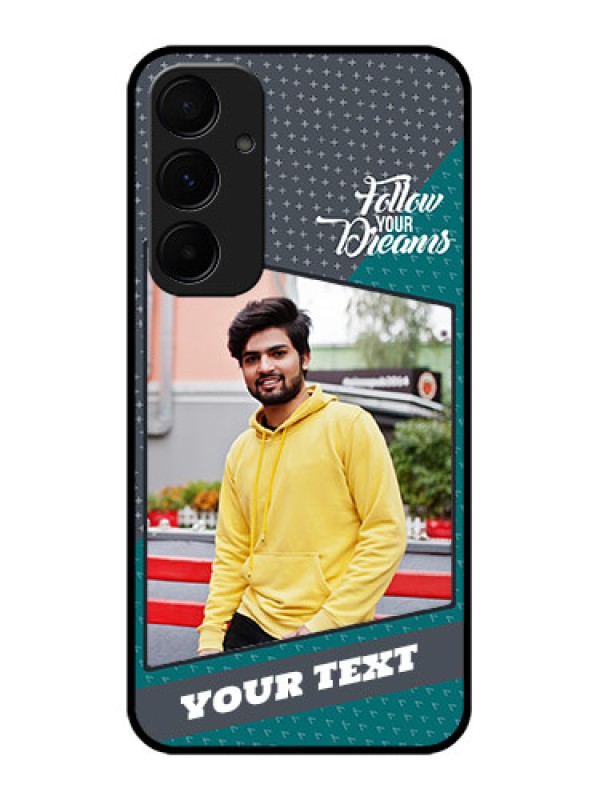 Custom Samsung Galaxy A35 5G Custom Glass Phone Case - Background Pattern Design With Quote