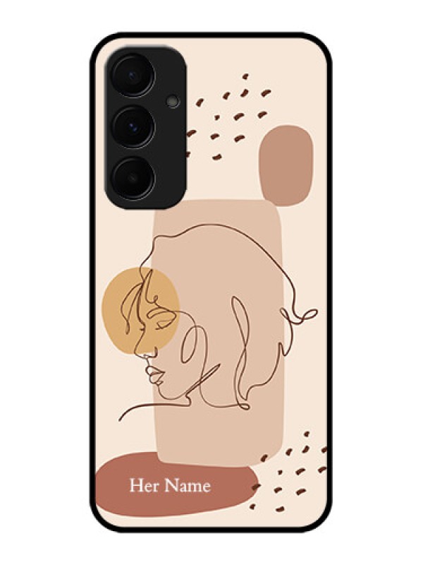 Custom Samsung Galaxy A35 5G Custom Glass Phone Case - Calm Woman Line Art Design
