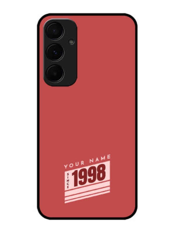 Custom Samsung Galaxy A35 5G Custom Glass Phone Case - Red Custom Year Of Birth Design