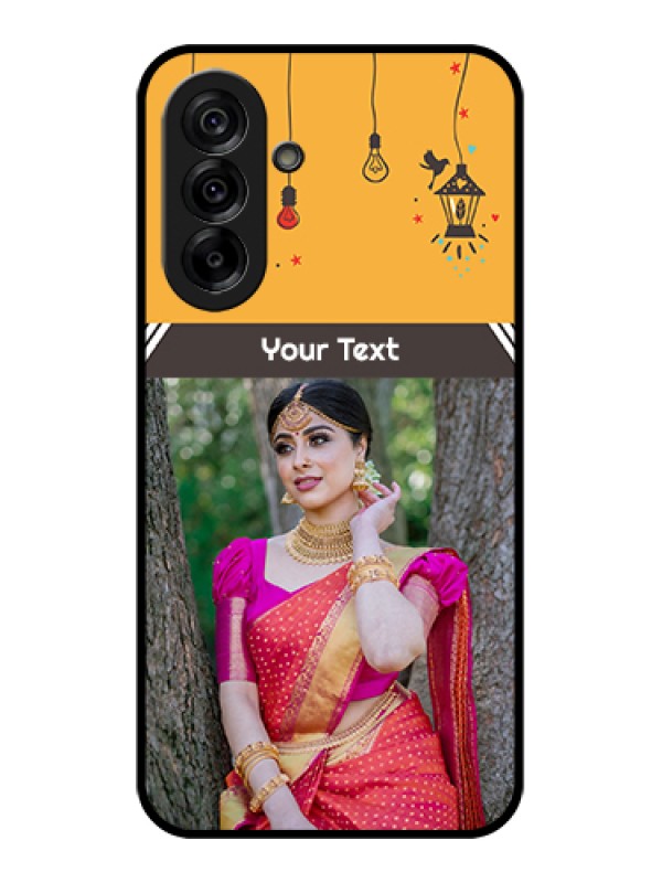 Custom Galaxy A36 5G Custom Glass Phone Case - With Family Picture And Icons
