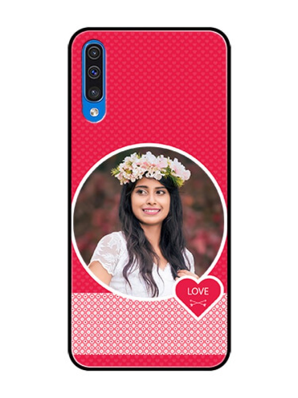 Custom Samsung Galaxy A50 Personalised Glass Phone Case  - Pink Pattern Design