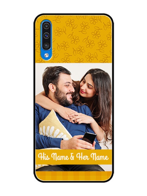 Custom Samsung Galaxy A50 Custom Glass Mobile Case  - Yellow Floral Design
