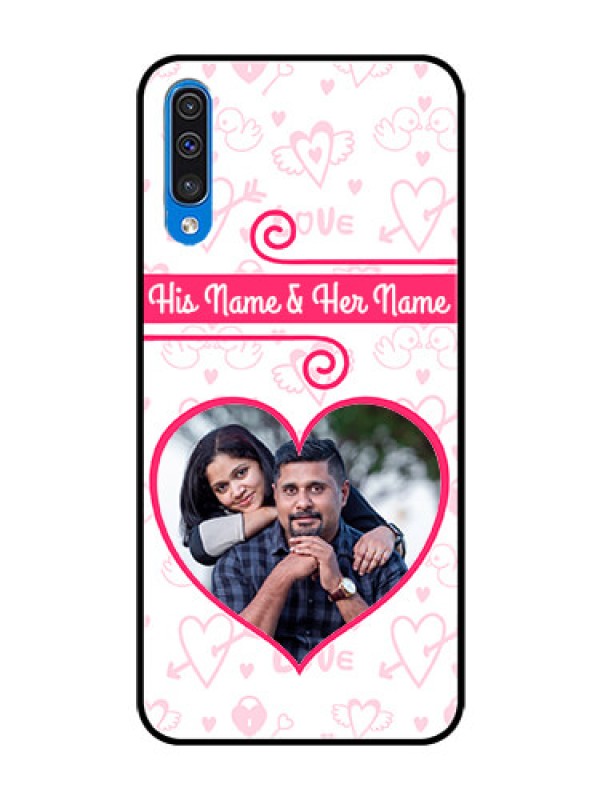 Custom Samsung Galaxy A50 Personalized Glass Phone Case  - Heart Shape Love Design