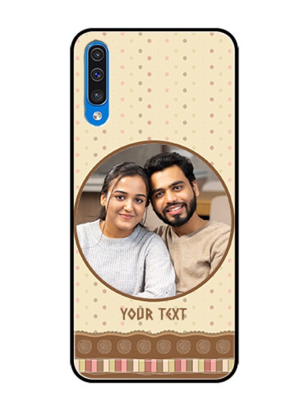 Custom Samsung Galaxy A50 Custom Glass Mobile Case  - Brown Dotted Mobile Case Design