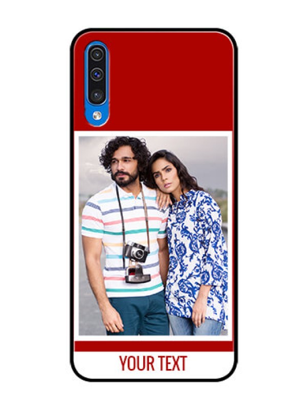Custom Samsung Galaxy A50 Personalized Glass Phone Case  - Simple Red Color Design