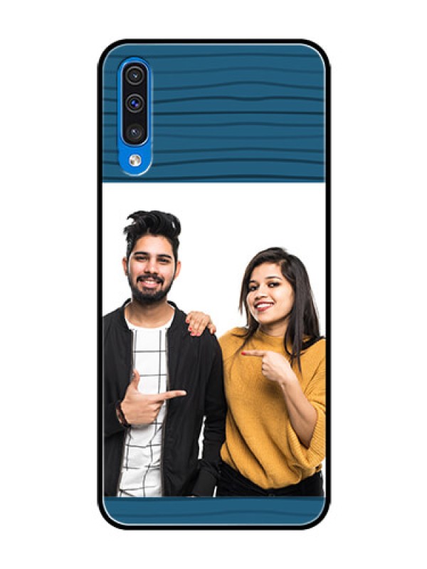 Custom Samsung Galaxy A50 Custom Glass Phone Case  - Blue Pattern Cover Design