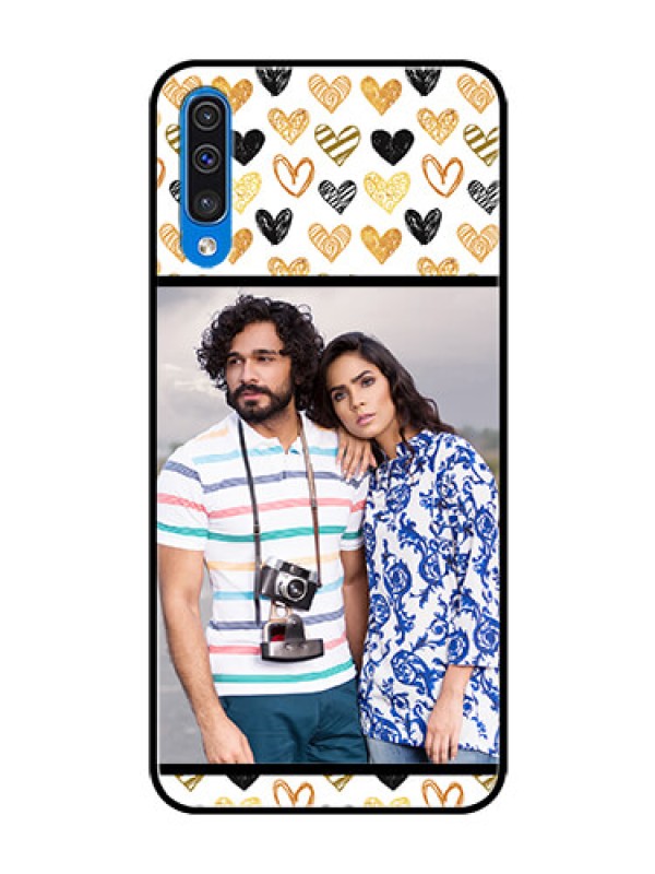 Custom Samsung Galaxy A50 Photo Printing on Glass Case  - Love Symbol Design