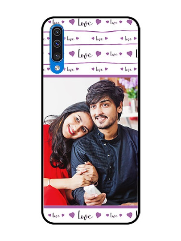 Custom Samsung Galaxy A50 Custom Glass Mobile Case  - Couples Heart Design