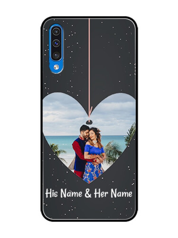 Custom Samsung Galaxy A50 Custom Glass Phone Case  - Hanging Heart Design