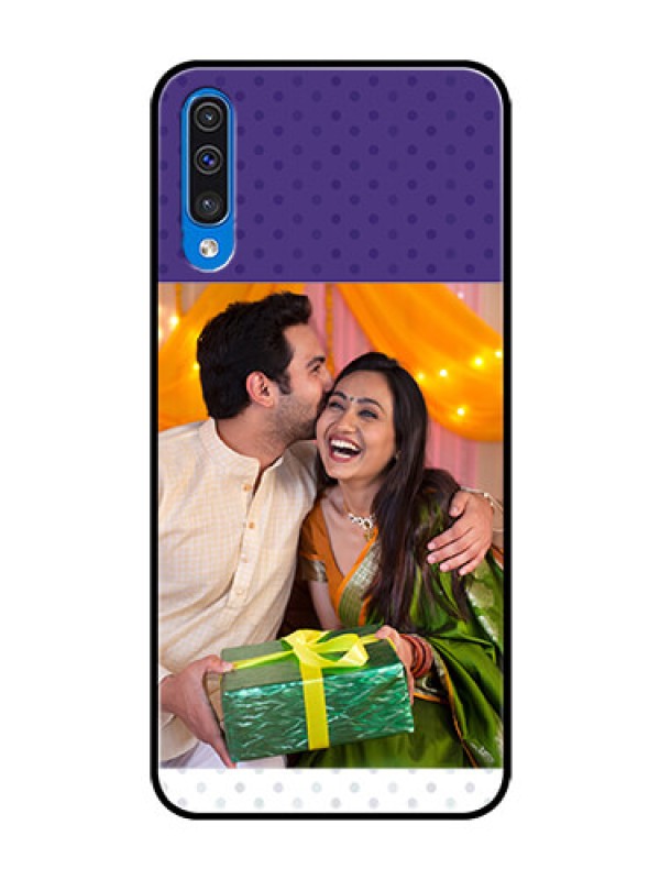 Custom Samsung Galaxy A50 Personalized Glass Phone Case  - Violet Pattern Design