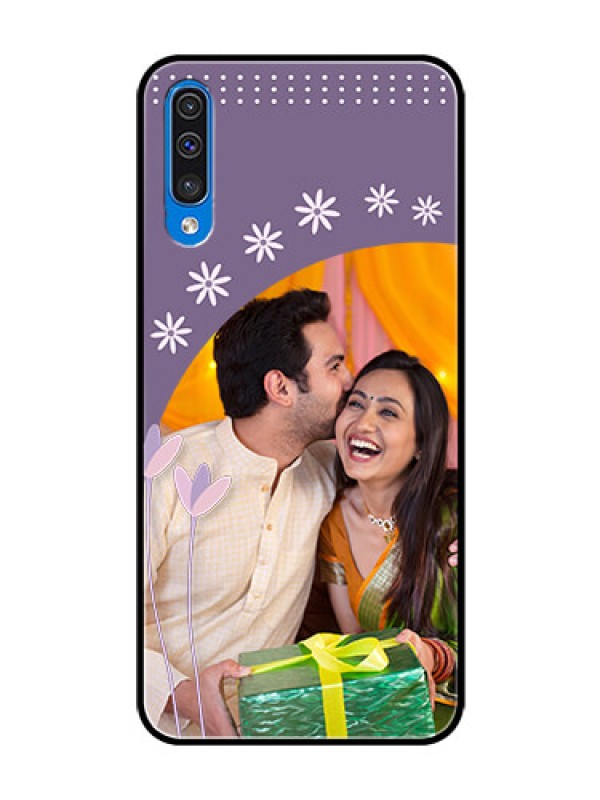 Custom Samsung Galaxy A50 Custom Glass Mobile Case  - Lavender flowers design 