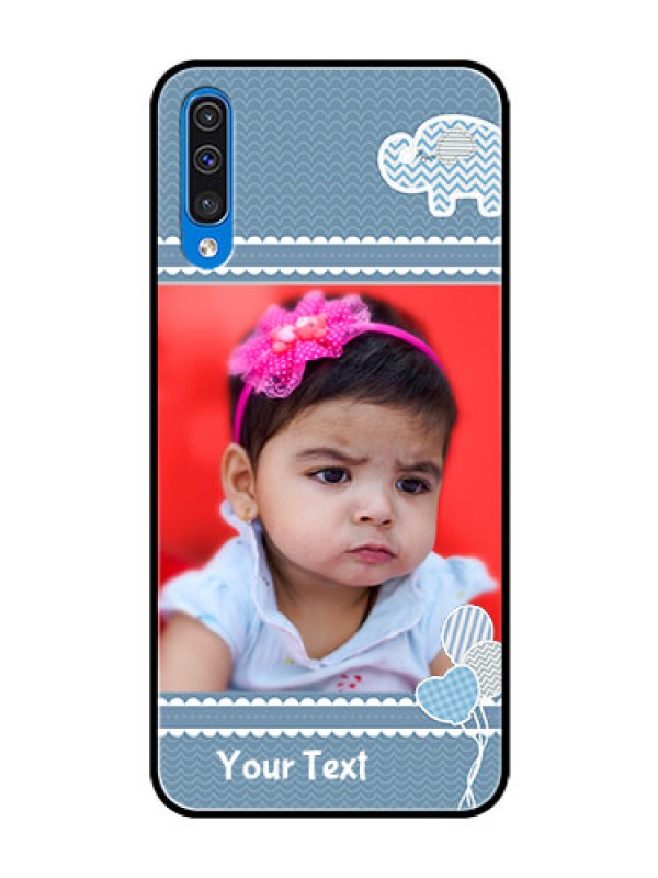 Custom Samsung Galaxy A50 Photo Printing on Glass Case  - with Kids Pattern Design