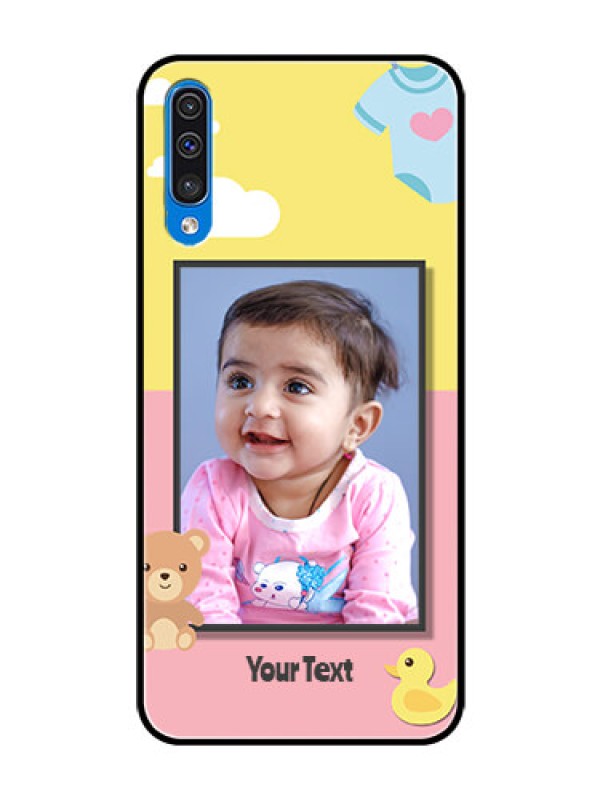 Custom Samsung Galaxy A50 Photo Printing on Glass Case  - Kids 2 Color Design