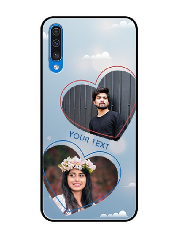 Custom Samsung Galaxy A50 Custom Glass Mobile Case  - Blue Color Couple Design 