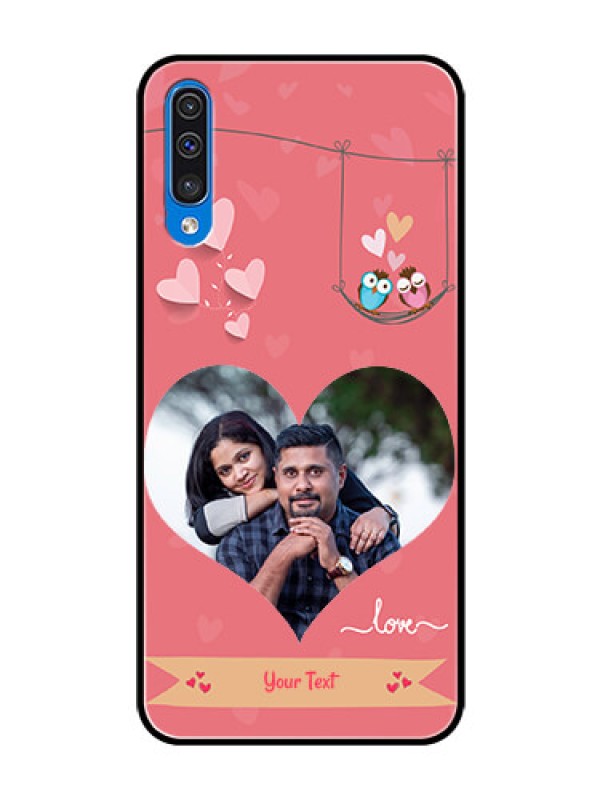 Custom Samsung Galaxy A50 Personalized Glass Phone Case  - Peach Color Love Design 