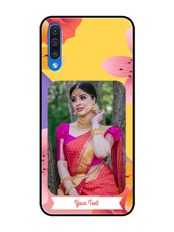 Custom Samsung Galaxy A50 Custom Glass Mobile Case  - 3 Image With Vintage Floral Design