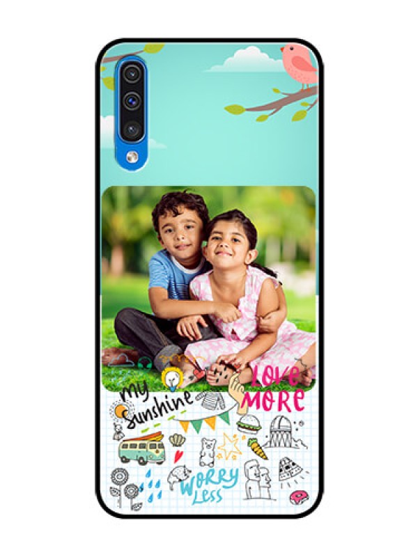 Custom Samsung Galaxy A50 Photo Printing on Glass Case  - Doodle love Design