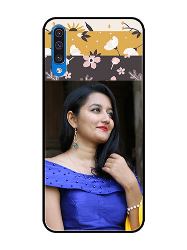 Custom Samsung Galaxy A50 Custom Glass Phone Case  - Stylish Floral Design