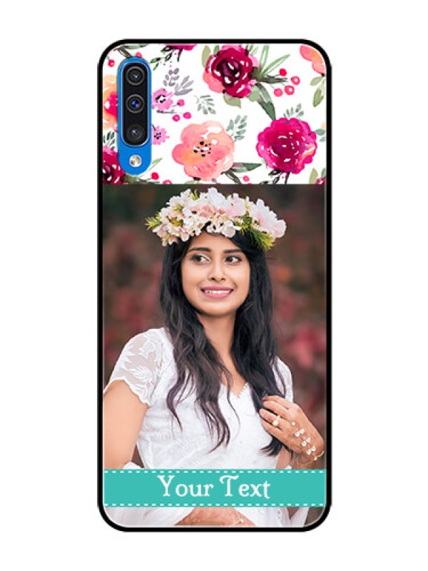 Custom Samsung Galaxy A50 Custom Glass Phone Case  - Watercolor Floral Design